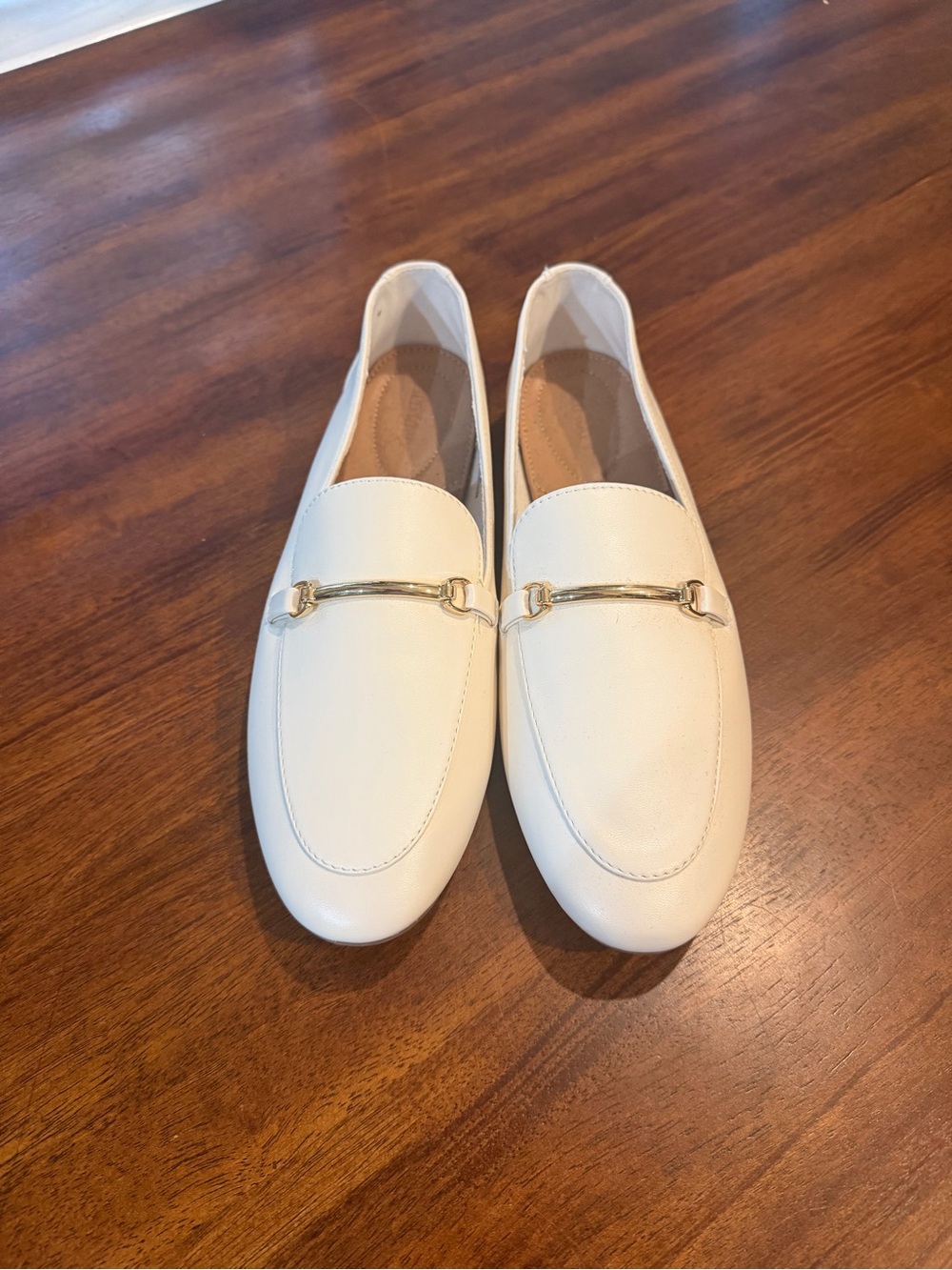 Old Navy White Women's Slip-On Loafers with Gold Bit